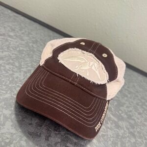 Duck Commander Trucker Hat Mens OSFM Brown Tan Excellent Distressed Mesh Cap